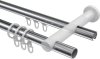 Rundrohr-Innenlauf Gardinenstange Aluminium / Metall 20 mm Ø 2-läufig PLATON - Zoena Chrom / Schwarz 100 cm