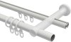 Rundrohr-Innenlauf Gardinenstange Aluminium / Metall 20 mm Ø 2-läufig PLATON - Galaxa Weiß / Edelstahl-Optik 100 cm
