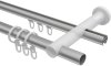 Rundrohr-Innenlauf Gardinenstange Aluminium / Metall 20 mm Ø 2-läufig PLATON - Savio Silbergrau / Schwarz 100 cm