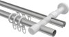 Rundrohr-Innenlauf Gardinenstange Aluminium / Metall 20 mm Ø 2-läufig PRESTIGE - Sitra Silbergrau / Weiß 100 cm