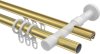 Rundrohr-Innenlauf Gardinenstange Messing-Optik / Edelstahl-Optik 20 mm Ø 2-läufig PRESTIGE - Samanto 100 cm