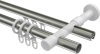 Rundrohr-Innenlauf Gardinenstange Aluminium / Metall 20 mm Ø 2-läufig PRESTIGE - Estana Edelstahl-Optik / Schwarz 100 cm