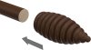 Endstücke Asta (Rillenform) Nussbaum lackiert für Gardinenstangen 16 mm Ø (2 Stück) 