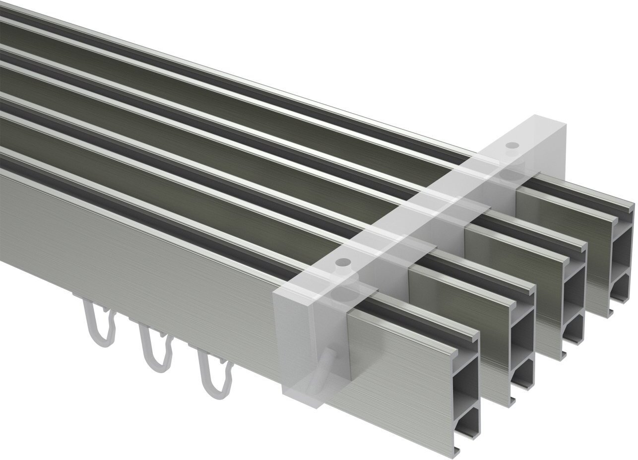 Innenlauf Gardinenstange Deckenmontage Edelstahl-Optik eckig 14x35 mm 4- läufig SMARTLINE - Lox 100 cm