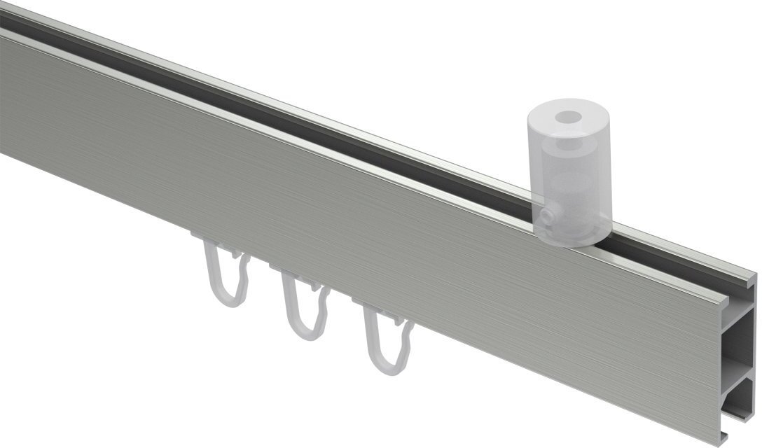 / 14x35 Metall SONIUS Lox Gardinenstange Deckenmontage - cm mm Edelstahl-Optik 100 / Aluminium Weiß eckig Innenlauf