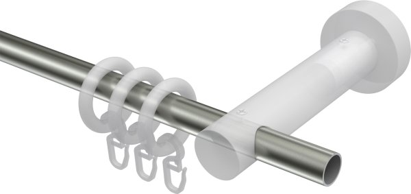 Gardinenstange Metall / Holz 16 mm Ø ADRIAN - Pin Edelstahl-Optik / Buche lackiert