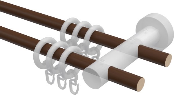 Gardinenstange Holz 16 mm Ø 2-läufig ADRIAN - Pin Nussbaum lackiert