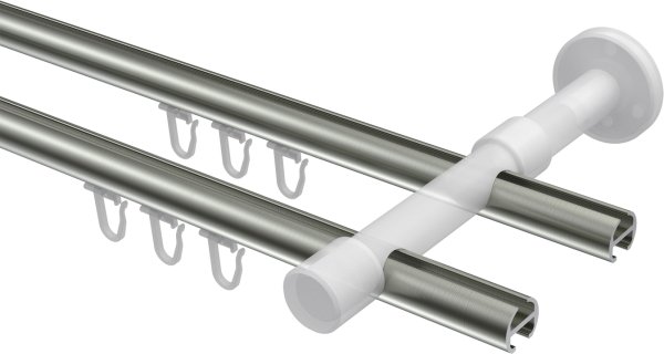 Innenlauf Gardinenstange Edelstahl-Optik 16 mm Ø 2-läufig SINUX - Casa