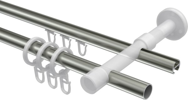 Rundrohr-Innenlauf Gardinenstange Edelstahl-Optik 16 mm Ø 2-läufig SINUX - Casa
