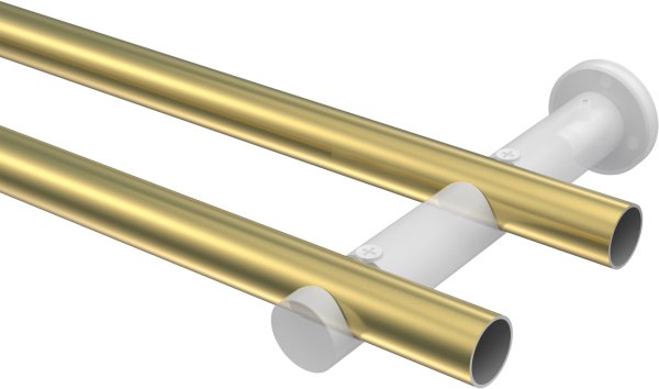 Gardinenstange Messing-Optik / Edelstahl-Optik 20 mm Ø 2-läufig PLATON - Zoena (ohne Ringe)