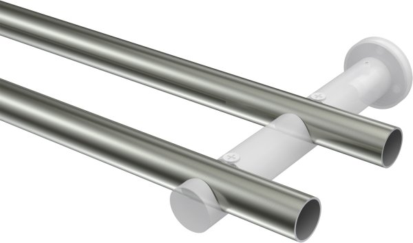 Gardinenstange Edelstahl-Optik / Messing-Optik 20 mm Ø 2-läufig PLATON - Mavell (ohne Ringe)