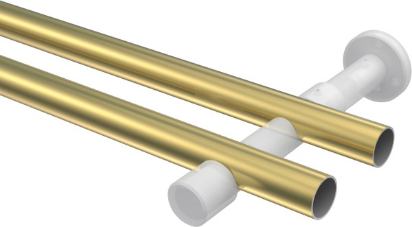 Gardinenstange Messing-Optik / Edelstahl-Optik 20 mm Ø 2-läufig PRESTIGE - Zoena (ohne Ringe)