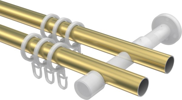 Gardinenstange Messing-Optik / Edelstahl-Optik 20 mm Ø 2-läufig PRESTIGE - Savio