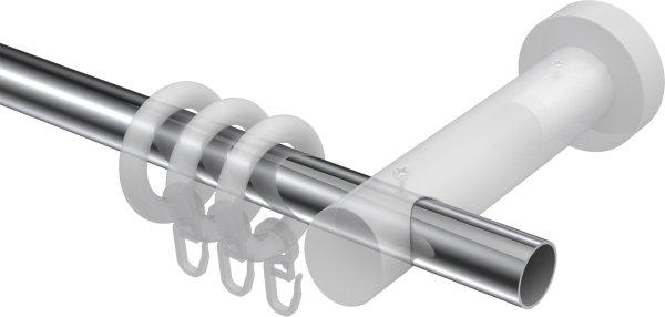 Gardinenstange Metall / Holz 20 mm Ø TALENA - Feta Chrom / Weiß lackiert