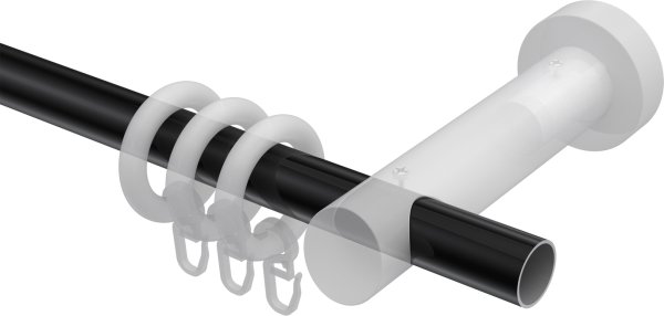 Gardinenstange Metall / Holz 20 mm Ø TALENA - Feta Schwarz / Weiß lackiert