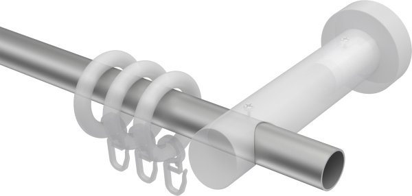 Gardinenstange Metall / Holz 20 mm Ø TALENA - Feta Silbergrau / Weiß lackiert