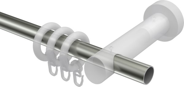Gardinenstange Metall / Holz 20 mm Ø TALENA - Feta Edelstahl-Optik / Weiß lackiert
