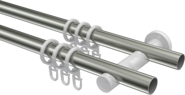 Gardinenstange Edelstahl 20 mm Ø 2-läufig PERFECTA - Nevia