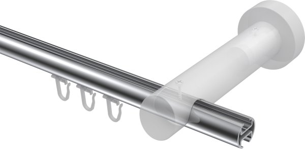 Innenlauf Gardinenstange Aluminium / Holz 20 mm Ø TALENT - Feta Chrom / Weiß lackiert