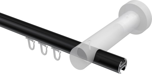 Innenlauf Gardinenstange Aluminium / Holz 20 mm Ø TALENT - Feta Schwarz / Weiß lackiert