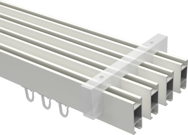 Innenlauf Gardinenstange Deckenmontage Aluminium / Metall eckig 14x35 mm 4-läufig SMARTLINE - Paxo Weiß / Schwarz
