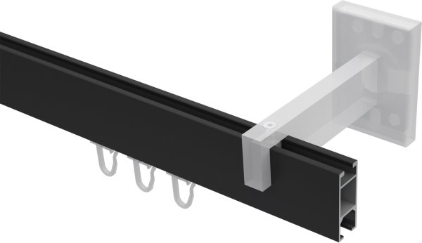 Innenlauf Gardinenstange Aluminium / Metall eckig 14x35 mm SMARTLINE - Paxo Schwarz