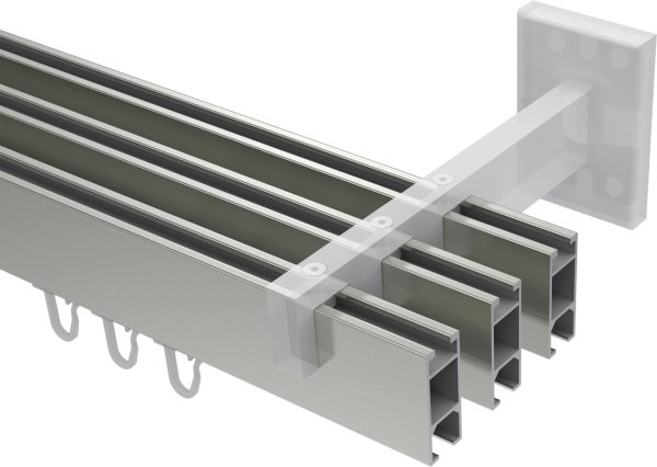 Innenlauf Gardinenstange Edelstahl-Optik eckig 14x35 mm 3-läufig SMARTLINE - Lox (WA lang)