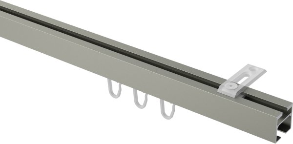 Innenlauf Gardinenstange Deckenmontage Aluminium / Metall eckig 20x20 mm QUADLINE (Universal) - Sono Satin-Silber