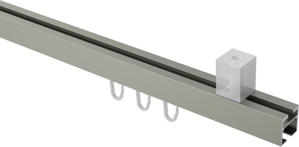 Innenlauf Gardinenstange Deckenmontage Aluminium / Metall eckig 20x20 mm QUADLINE - Sono Satin-Silber