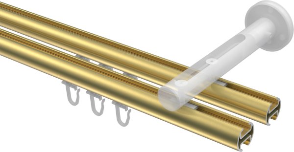 Innenlauf Gardinenstange Messing-Optik / Edelstahl-Optik 20 mm Ø 2-läufig SITENO - Samanto