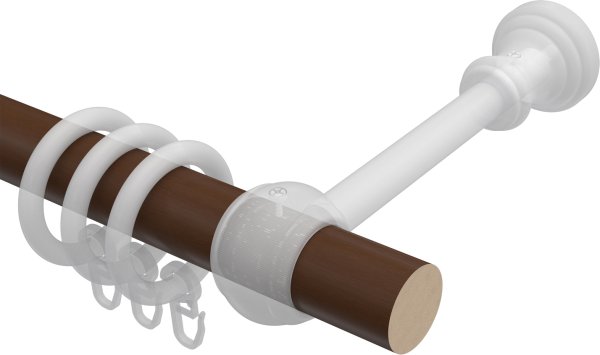 Gardinenstange Holz 28 mm Ø CLASSIC - Rondo Nussbaum lackiert