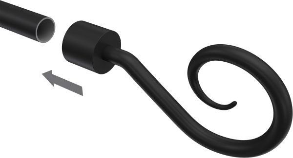 Endstücke Helix (Spirale) Schwarz für Gardinenstangen ausziehbar 16/13 mm Ø (2 Stück)