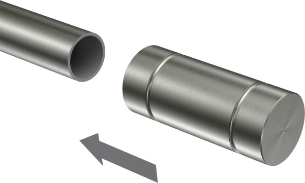 Endstücke Jolly (Rillenzylinder) Edelstahl für Gardinenstangen 16 mm Ø (2 Stück)