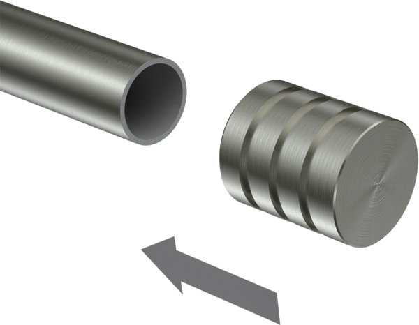 Endstücke Selma (Rillenkappe) Edelstahl für Gardinenstangen 16 mm Ø (2 Stück)