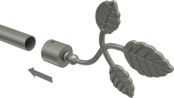 Endstücke Alessia (Blatt) Chrom matt für Gardinenstangen 16 mm Ø (2 Stück)