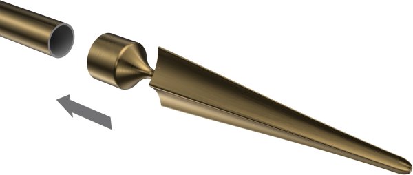 Endstücke Lorenzo (Speer) Messing Antik für Gardinenstangen 16 mm Ø (2 Stück)