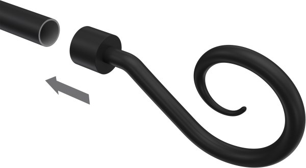 Endstücke Allegra (Spirale) Schwarz für Gardinenstangen 16 mm Ø (2 Stück)