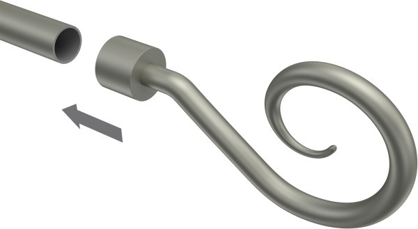 Endstücke Allegra (Spirale) Chrom matt für Gardinenstangen 16 mm Ø (2 Stück)