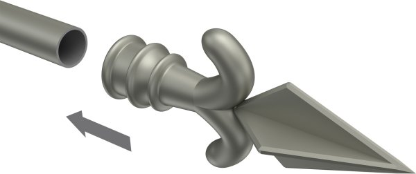 Endstücke Matteo (Pfeil) Chrom matt für Gardinenstangen 16 mm Ø (2 Stück)