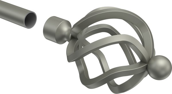 Endstücke Paolo (Schmiedekugel) Chrom matt für Gardinenstangen 16 mm Ø (2 Stück)