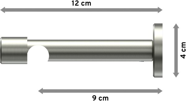 Träger Sinux Edelstahl-Optik 1-läufig 8 cm für Gardinenstangen 16 mm Ø