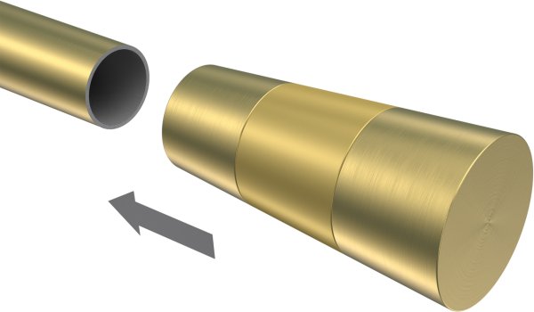 Endstücke Tanara (Konus) Messing-Optik / Satin-Gold für Gardinenstangen 20 mm Ø (2 Stück)