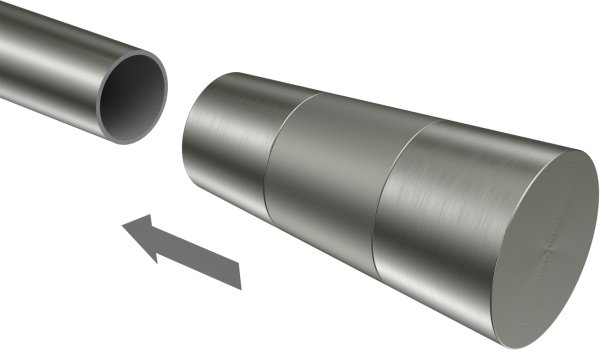 Endstücke Tanara (Konus) Edelstahl-Optik / Satin-Silber für Gardinenstangen 20 mm Ø (2 Stück)