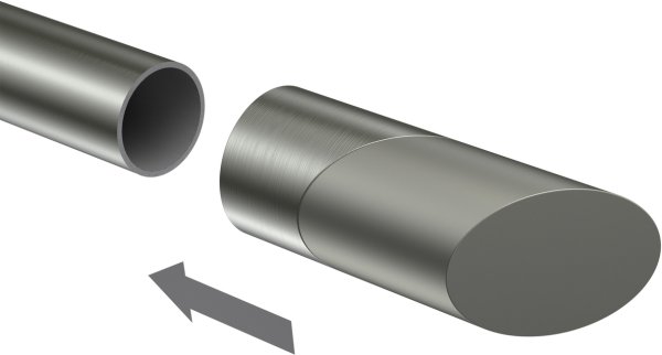 Endstücke Verano (Schräge) Edelstahl-Optik / Satin-Silber für Gardinenstangen 20 mm Ø (2 Stück)