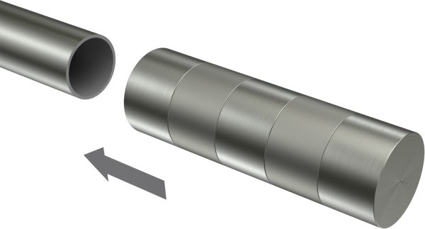 Endstücke Mavell (Zylinder) Edelstahl-Optik / Satin-Silber für Gardinenstangen 20 mm Ø (2 Stück)