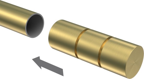 Endstücke Elanto (Rillenzylinder) Messing-Optik für Gardinenstangen 20 mm Ø (2 Stück)