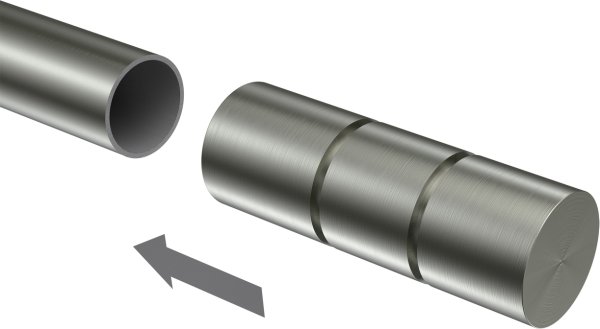 Endstücke Elanto (Rillenzylinder) Edelstahl-Optik für Gardinenstangen 20 mm Ø (2 Stück)