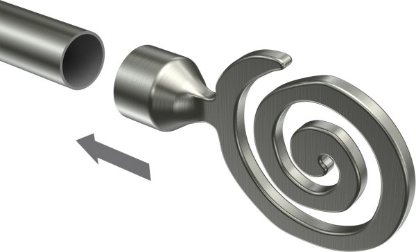 Endstücke Galaxa (Spirale) Edelstahl-Optik für Gardinenstangen 20 mm Ø (2 Stück)