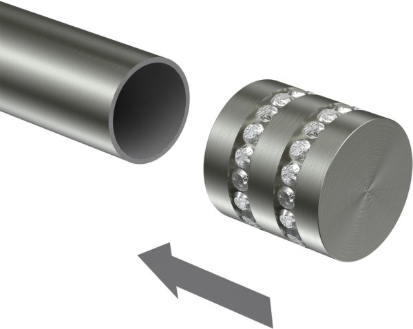 Endstücke Estana (Kappe Glitzer) Edelstahl-Optik für Gardinenstangen 20 mm Ø (2 Stück)