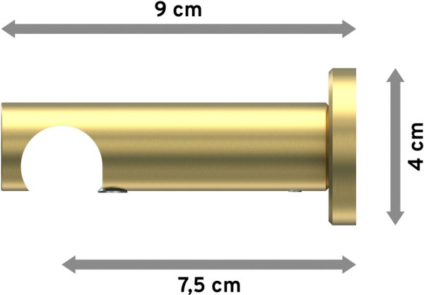 Träger Platon Messing-Optik 1-läufig 7,5 cm für Gardinenstangen 20 mm Ø